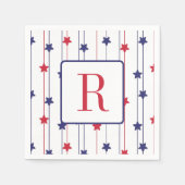 Memorial Day Monogram Party Rood Wit en Blauw Servet (Voorkant)