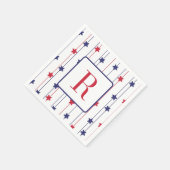 Memorial Day Monogram Party Rood Wit en Blauw Servet (Hoek)