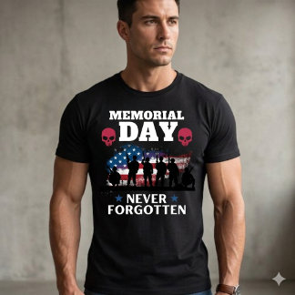 Memorial Day Never Forgotten, US Flag Military T-shirt