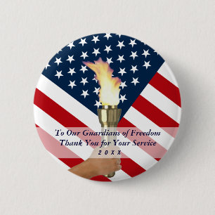 Memorial Day of Veterans Day Militaire dank u Ronde Button 5,7 Cm