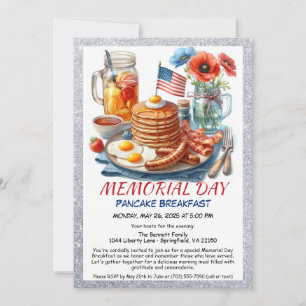 Memorial Day Pancake Ontbijt Uitnodiging