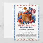 Memorial Day Pancake Petit déjeuner Invitation (Devant / Derrière)