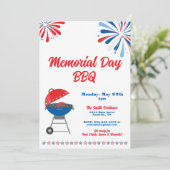 Memorial Day Party BBQ Patriottisch Rood Wit Blauw Kaart (Staand voorkant)