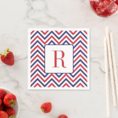Memorial Day Party Monogram rood wit en blauw Servet (Insitu)
