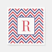 Memorial Day Party Monogram rood wit en blauw Servet (Voorkant)