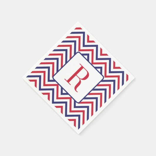 Memorial Day Party Monogram rood wit en blauw Servet (Hoek)