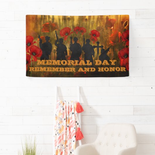 Memorial Day Poppy en Soldaat  Spandoek (Insitu)