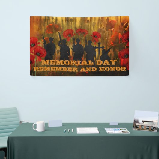 Memorial Day Poppy en Soldaat  Spandoek (Beurs)