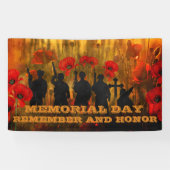 Memorial Day Poppy en Soldaat  Spandoek (Horizontaal)