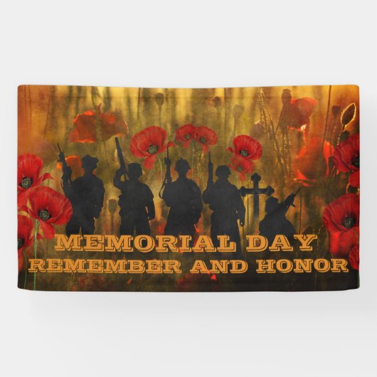Memorial Day Poppy en Soldaat  Spandoek (Horizontaal)