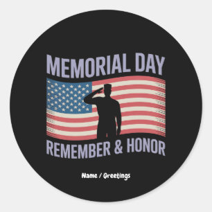 Memorial Day Remember & Honor Patriottische Amerik Ronde Sticker