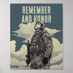 Memorial Day Soldaat Clouds herinnert zich en eer Poster