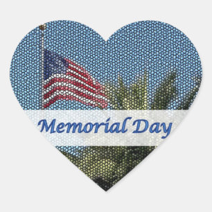 Memorial Day USA Vlag Palm Tree Hart Sticker