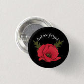 Memorial Day, Veterans Day Red Poppy Button Pin (Voorkant /achterkant)