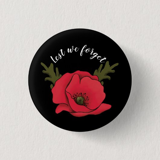 Memorial Day, Veterans Day Red Poppy Button Pin (Voorkant)