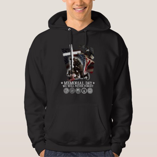 Memorial Day We Will Never Forget Veteran Hoodie (Voorkant)