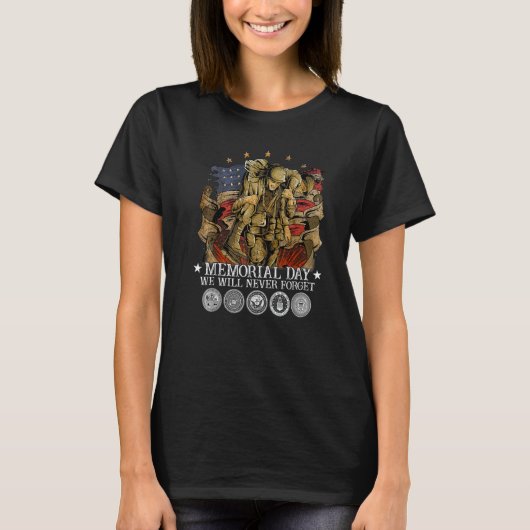 Memorial Day We Will Never Forget Veteran T-shirt (Voorkant)