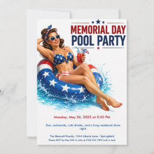 Memorial Day Zwembadfeest Zomerfeest Kaart