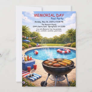 Memorial Day Zwembadfeest   Zomerfeest Kaart
