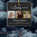 Mémorial de collage photo moderne 3<br><div class="desc">Cet élégant ornement funéraire, ferait un grand souvenir pour les amis et la famille. L'ornement moderne comporte 3 photos de votre être aimé, Texte qui dit "IN LOVING MEMORY" leur nom, dates et un message personnel. Les styles de police de texte, la taille, la couleur et la couleur arrière -...</div>
