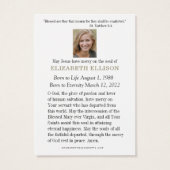 Mémorial de la prière funéraire catholique (Dos)