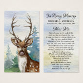 Memorial Deer Hunter Woodland Funeral Prayer Card (Devant & derrière)