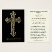 Mémorial des funérailles catholiques | Prière Gold (Devant & derrière)