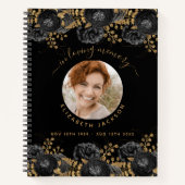 Mémorial du livre d'or noir photo florale (Devant)