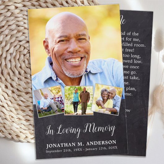 Memorial Elegant 4 photos Cartes de prière funérai