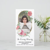 Memorial Elegant Floral Foto Prayer Bladwijzer Kaa (Staand voorkant)