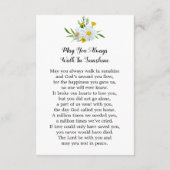 Memorial Floral Daisy Funeral Prayer Kaart Foto (Achterkant)