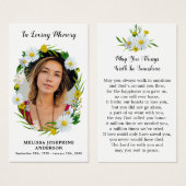 Memorial Floral Daisy Photo Funeral Prayer Card (Devant & derrière)