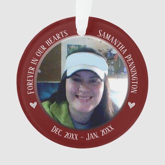 Memorial Forever in Ons hart 2 Foto Ornament (voorkant)