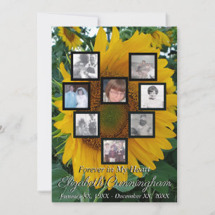 Memorial Foto Collage Heart op Sunflower Foto Kaart