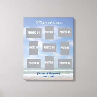 Memorial foto collage met achtergrond oceaan canvas afdruk