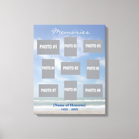 Memorial foto collage met achtergrond oceaan canvas afdruk (Voorkant)