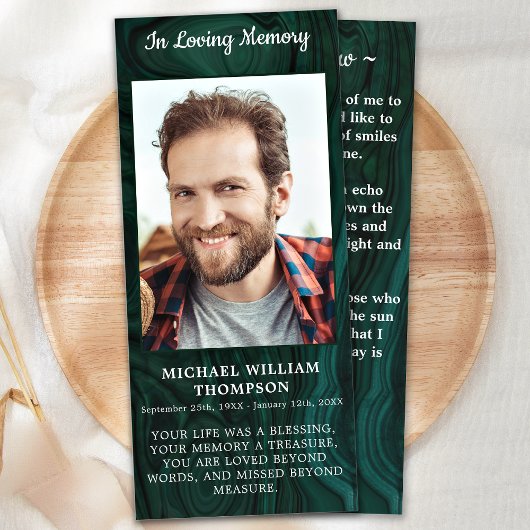 Memorial Foto Funeral Prayer Kaart Emerald Green