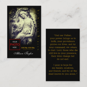 Memorial, Foto Funeral Prayer Kaart met Angel Visitekaartje