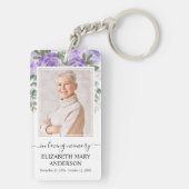Memorial foto in liefdevolle herinnering Paarse bl Sleutelhanger (achterkant)