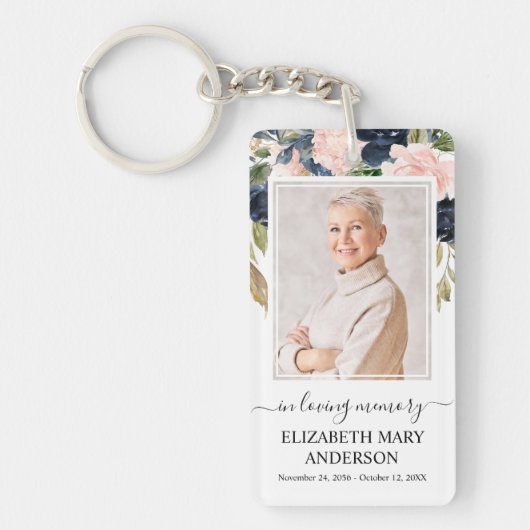 Memorial foto in liefdevolle herinnering roze mari sleutelhanger (Voorkant)
