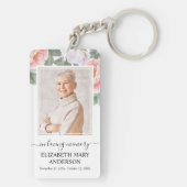 Memorial foto in liefdevolle herinnering roze witt sleutelhanger (achterkant)