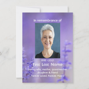 Memorial Foto Prayer Lavender Hummingbird Garden Notitiekaartje