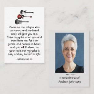 Memorial Foto Prayer Musician Guitar Music Visitekaartje