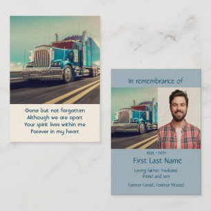 Memorial Foto Prayer Semi Transport Truck Custom Visitekaartje
