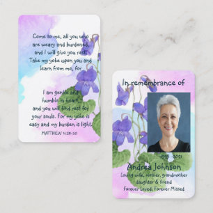 Memorial Foto Prayer Wild Violet Pocket Custom Visitekaartje