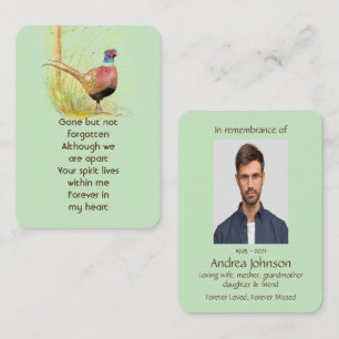 Memorial Foto Waterverf Pheasant Bird Art Visitekaartje