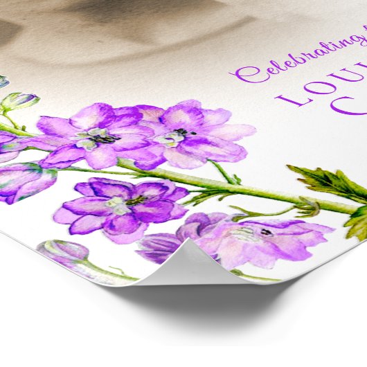 Mémorial funéraire delphinium violet photo Poster (Coin)
