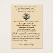 Mémorial funéraire du prêtre catholique (Dos)