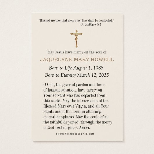 Mémorial funéraire triste Marie priant (Dos)