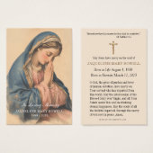 Mémorial funéraire triste Marie priant (Devant & derrière)